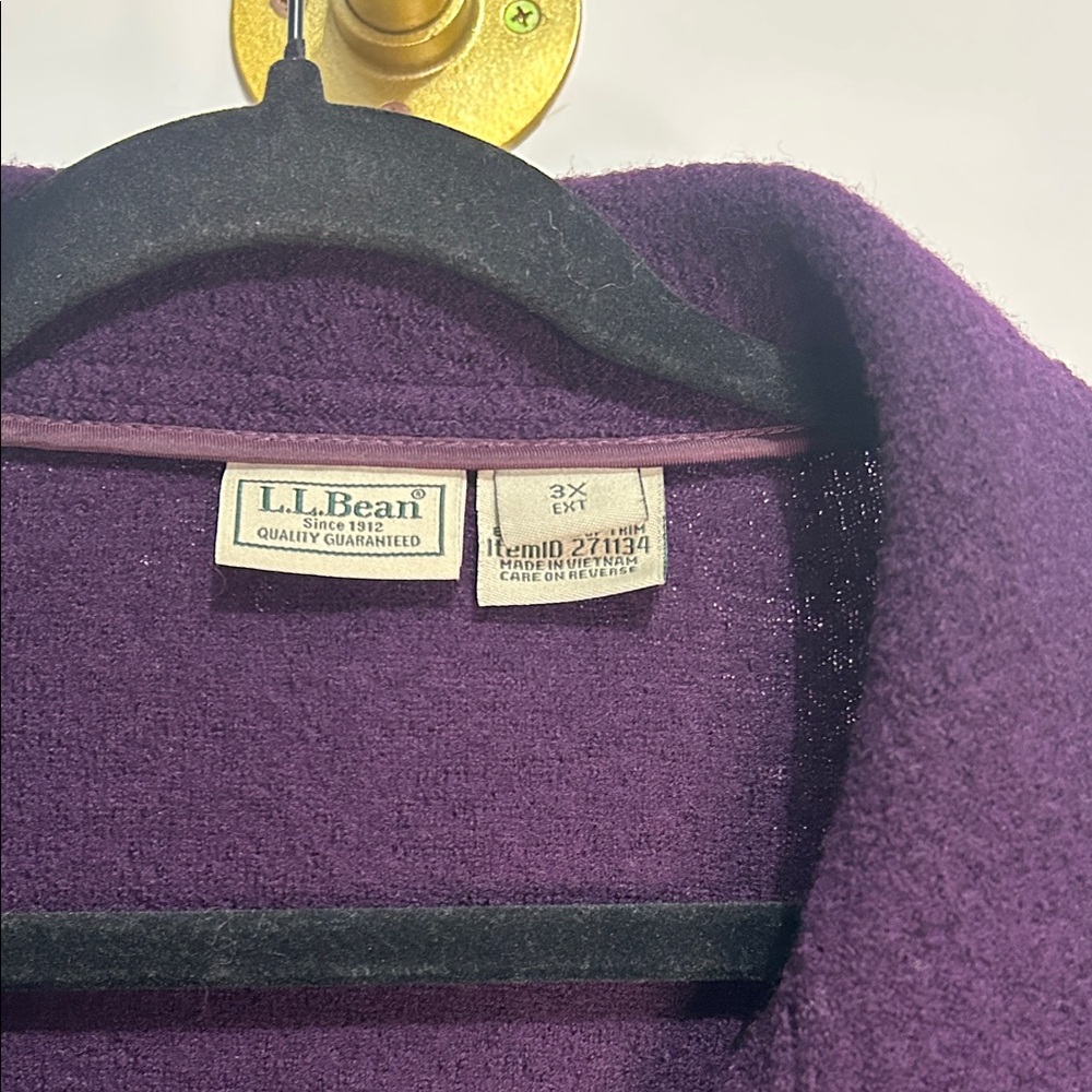 L.L. Bean 100% Wool Coat Womens 3X Purple Plum Button Front Jacket Plus Size - Picture 4 of 8